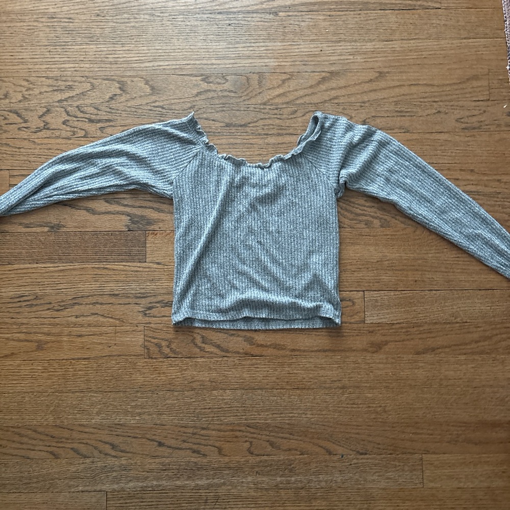 Grey off the shoulder long sleeve